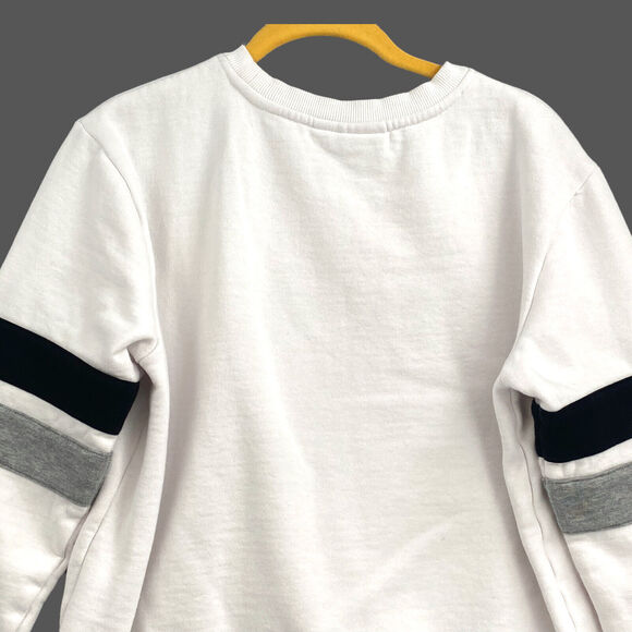 VTG FILA Sweatshirt Lg Y2K White Spell Out Stripe Streetwear Retro Sport Hip hop - Picture 7 of 12